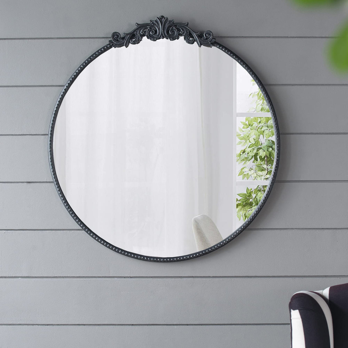 Classic Design Mirror With Baroque Inspired Frame For Bathroom, Entryway Console Lean Against Wall by Couch.com