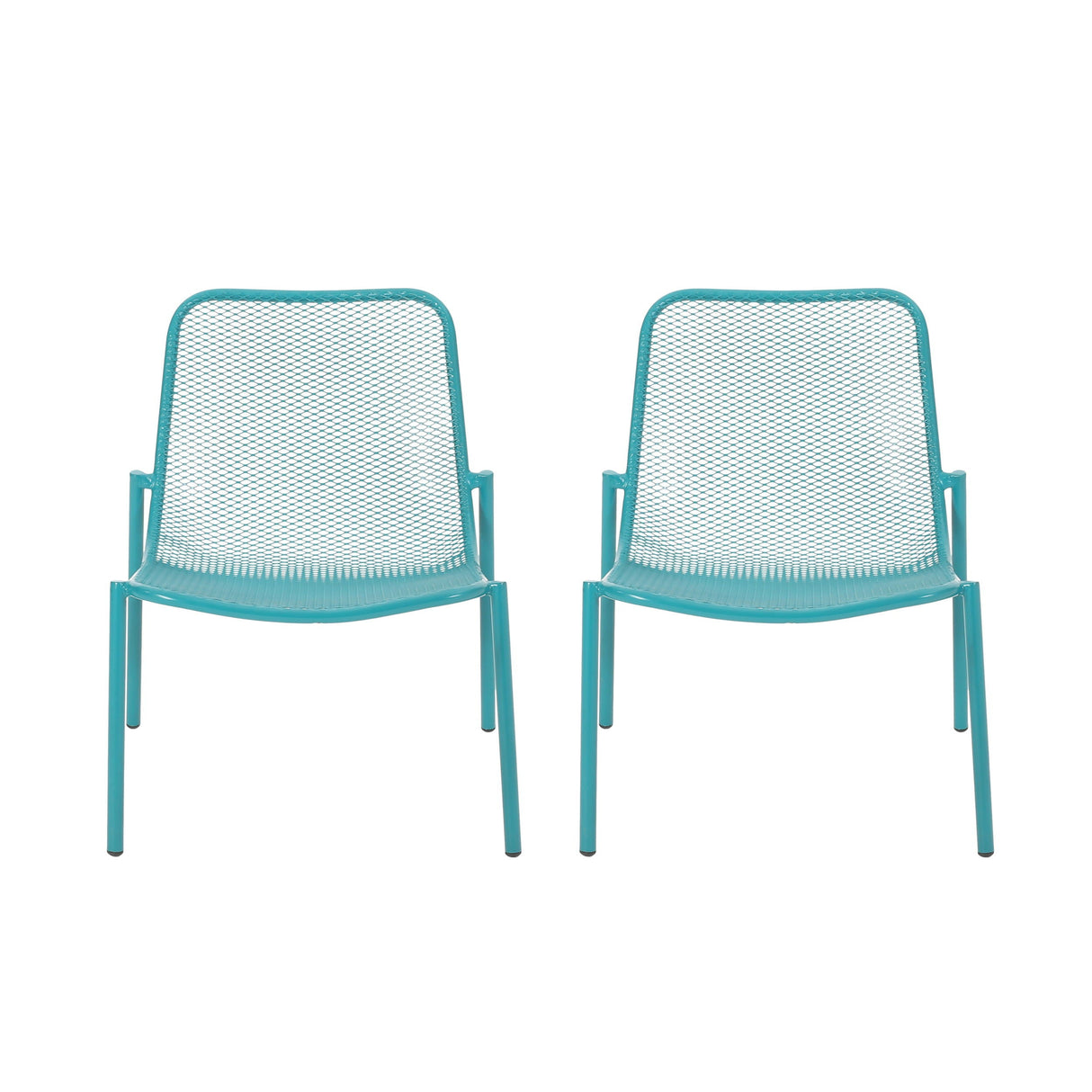 Outdoor Iron Chair With Mesh Design - Teal by Couch.com