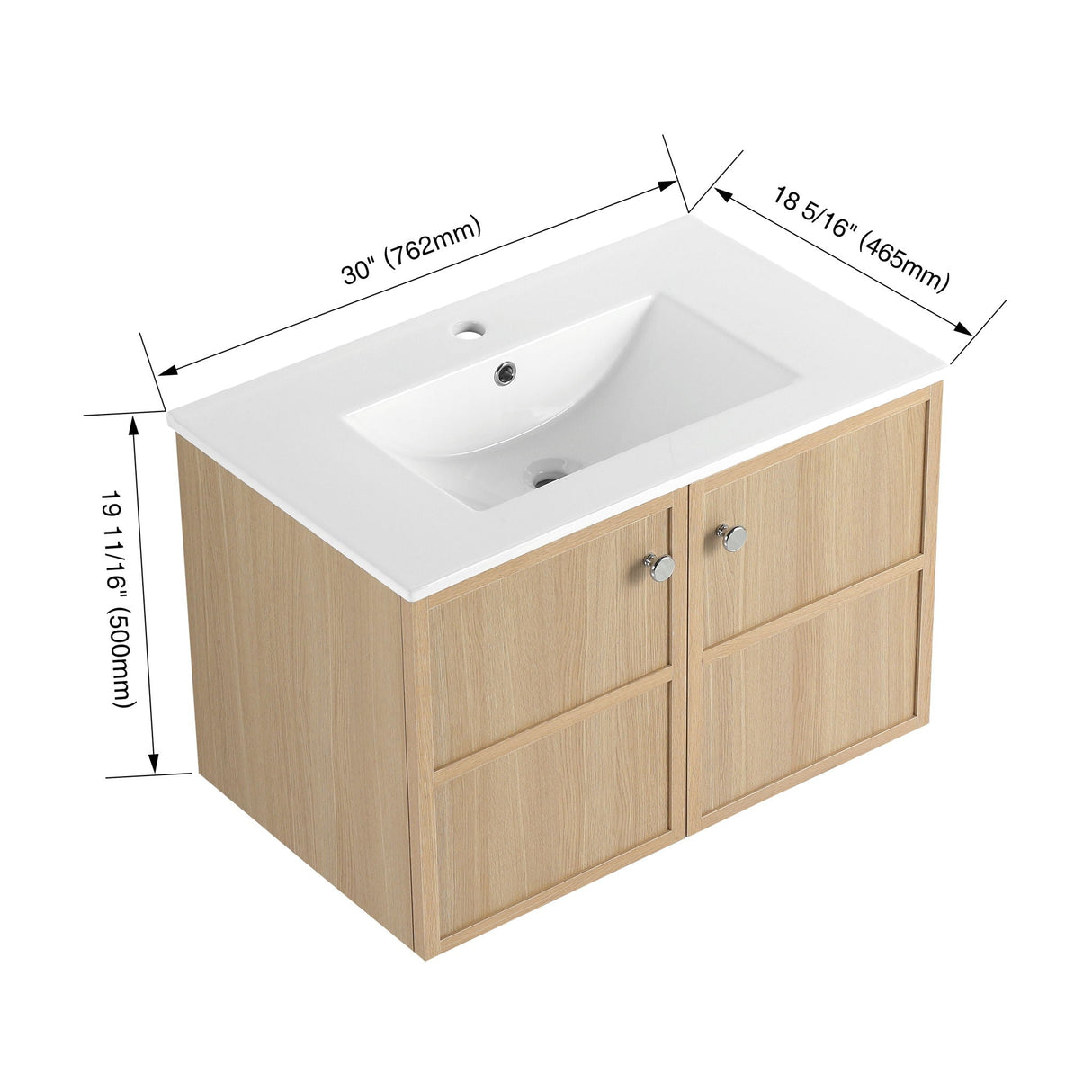 Wall Mounted Bathroom Vanity With Ceramic Sink And 2 Soft Closing Doors by Couch.com