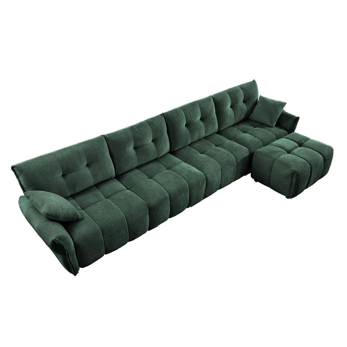 Elegant Sofa Set With Ottoman And Pillows, Textured Chenille, High Resilience Cushions by Couch.com