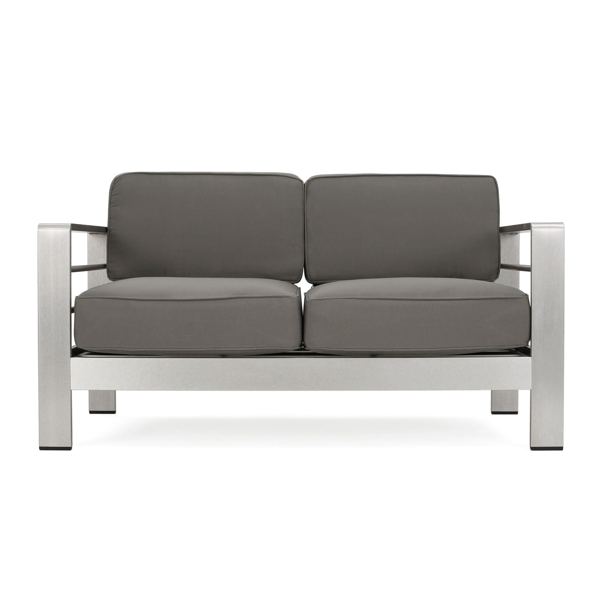 Outdoor Aluminum Loveseat With Cushion - Gray by Couch.com