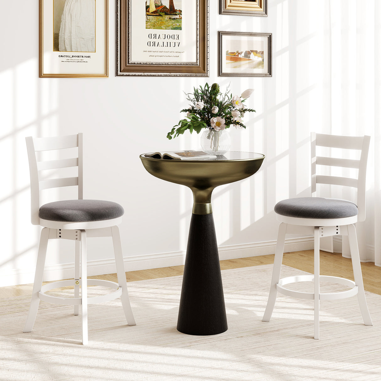25"/30.5" Swivel Barstools Set of 2 360 ° Rotating Bar/Counter Height Chairs with Upholstered Seat-25 Inch