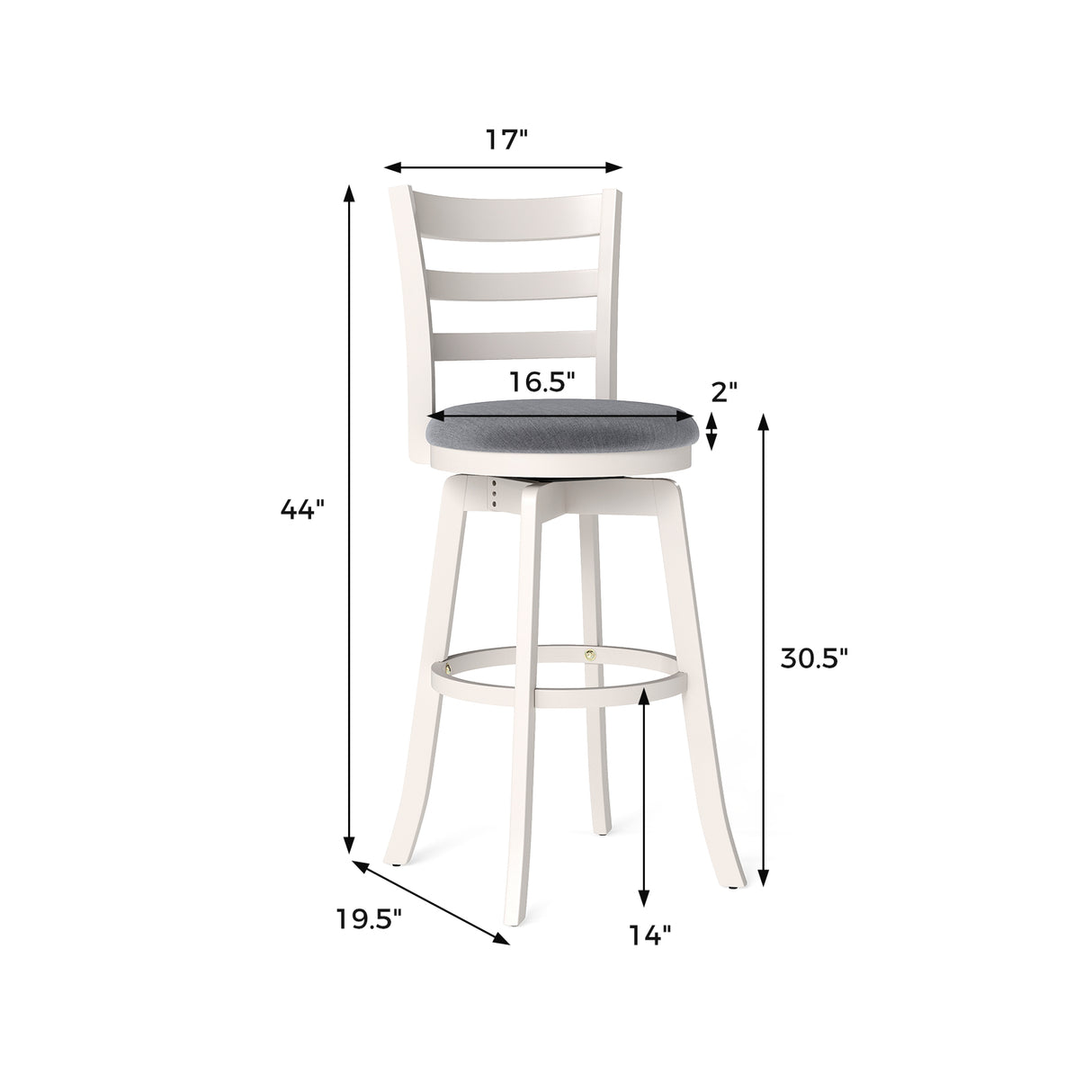 25"/30.5" Swivel Barstools Set of 2 360 ° Rotating Bar/Counter Height Chairs with Upholstered Seat-30.5 Inch