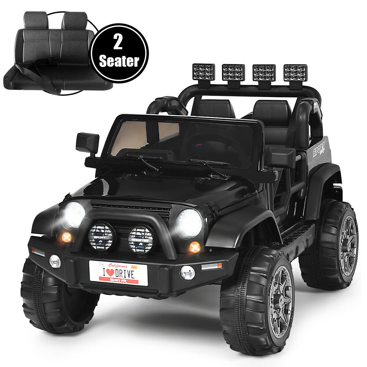 12V 2-Seater Ride on Car Truck with Remote Control and Storage Room-White