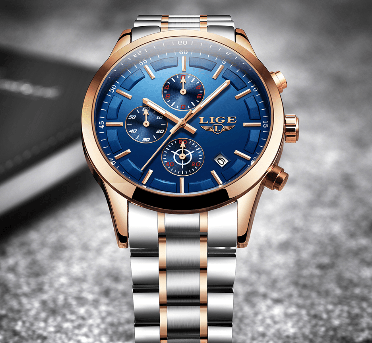 Men's Waterproof Watch With Chronometers And Date Display Unique Design Perfect Gift