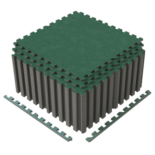 25 Pack-100 Sq.Ft. Foam Floor Tiles Interlocking Carpet Tiles with Edge Borders-Green