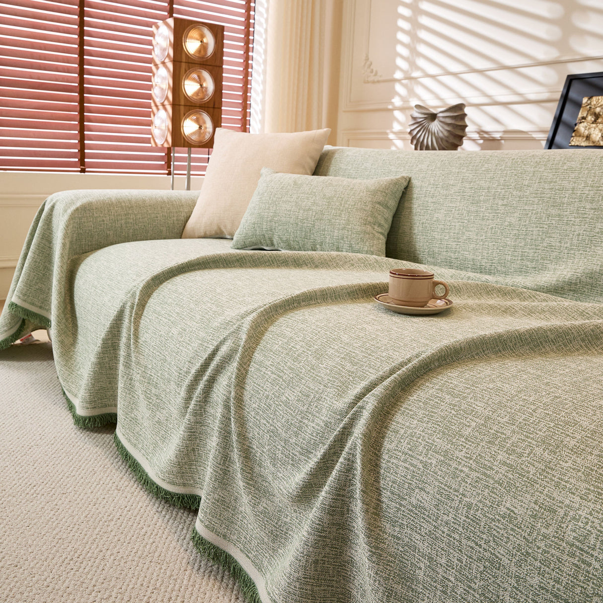 Natural Textured Linen Couch Cover, Breathable & Hypoallergenic Furniture Protector