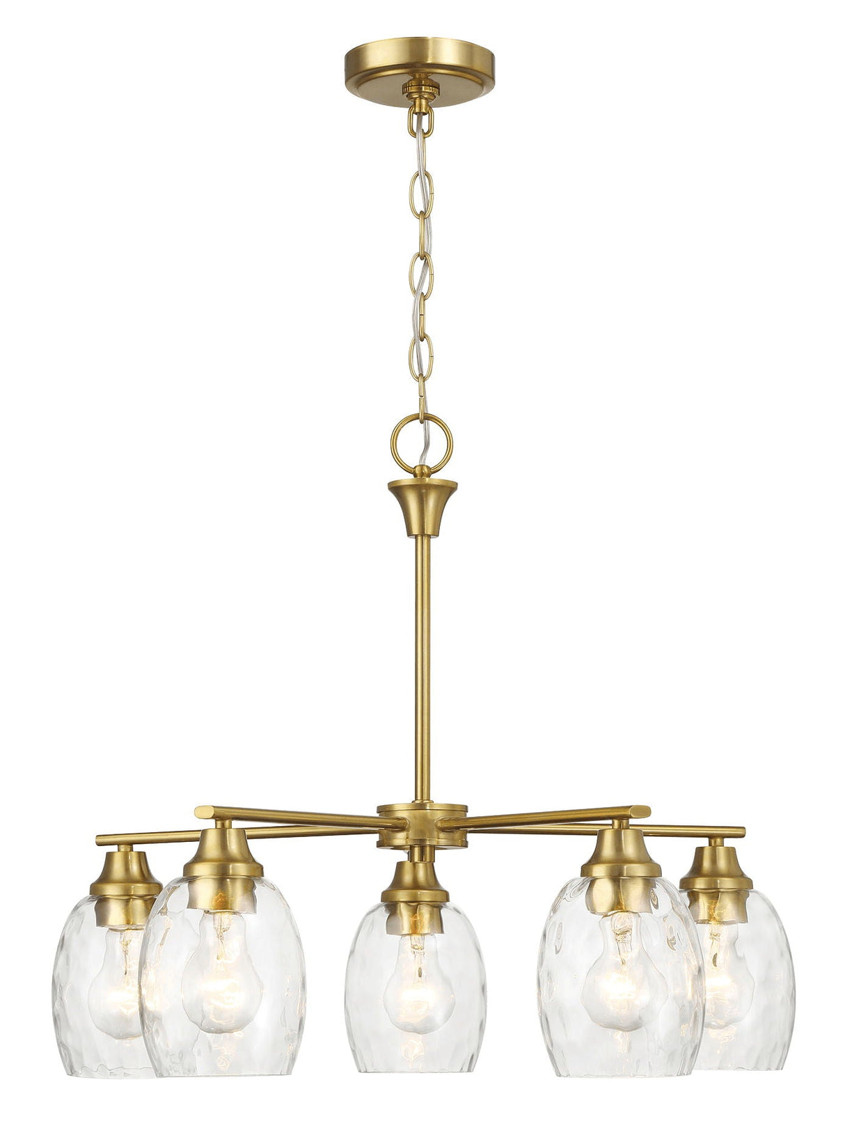 Elegance 5 Lights Linear Arms With Chain Chandelier - Clear / Gold by Couch.com