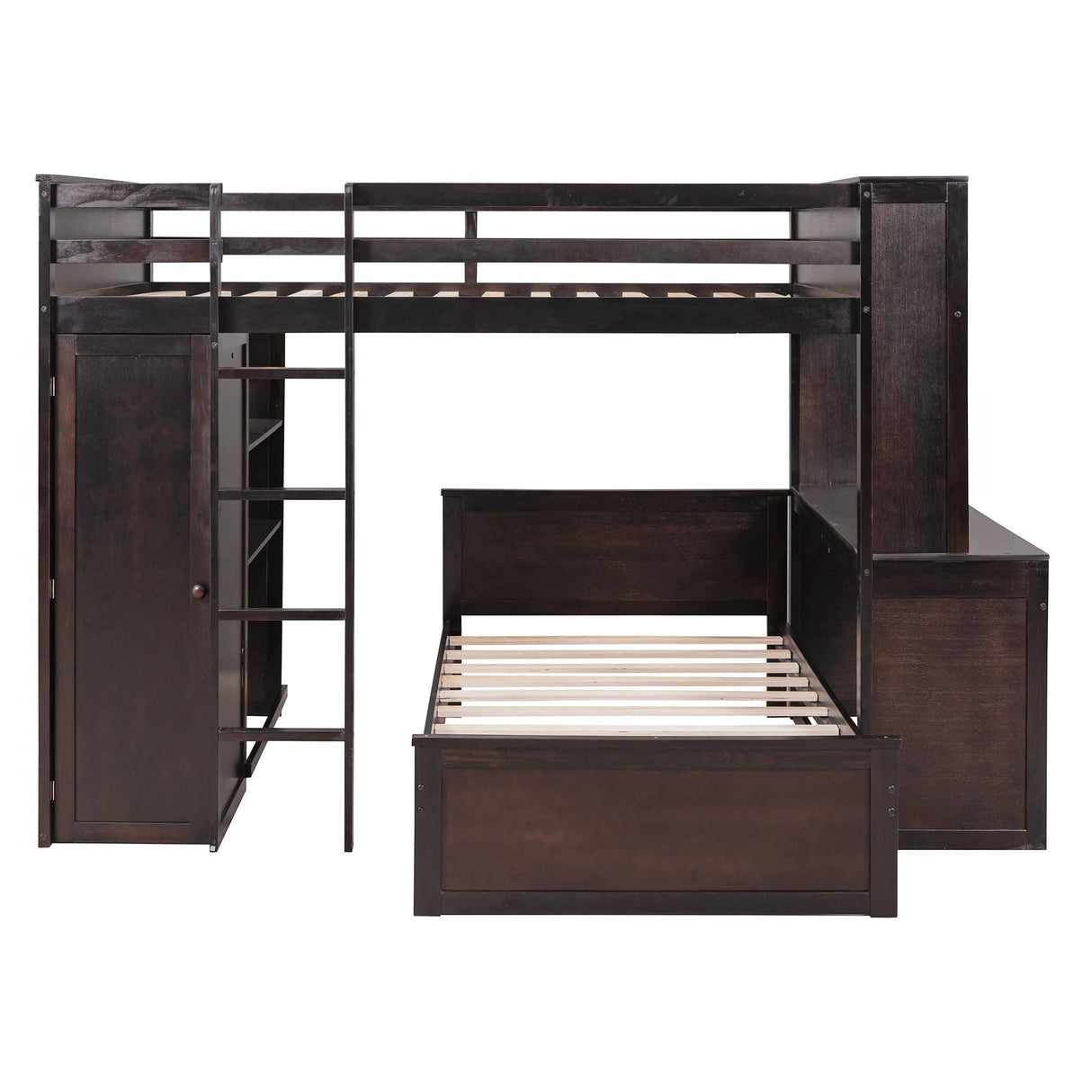 Loft Bed With A Twin Size Standalone Bed, Shelves, Desk, And Wardrobe by Couch.com