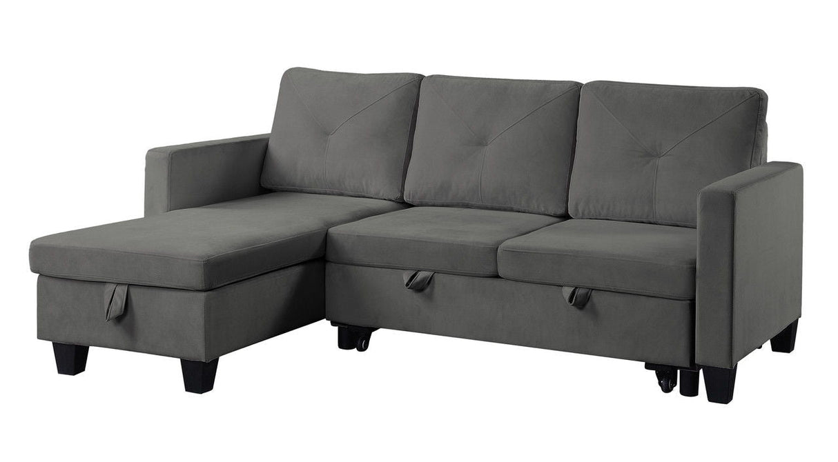 Nova - Velvet Reversible Sleeper Sectional Sofa With Storage Chaise by Couch.com