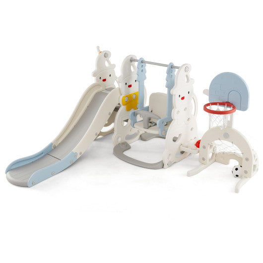 7 in 1 Toddler Slide and Swing Set with Height Adjustable Swing and Basketball Hoop