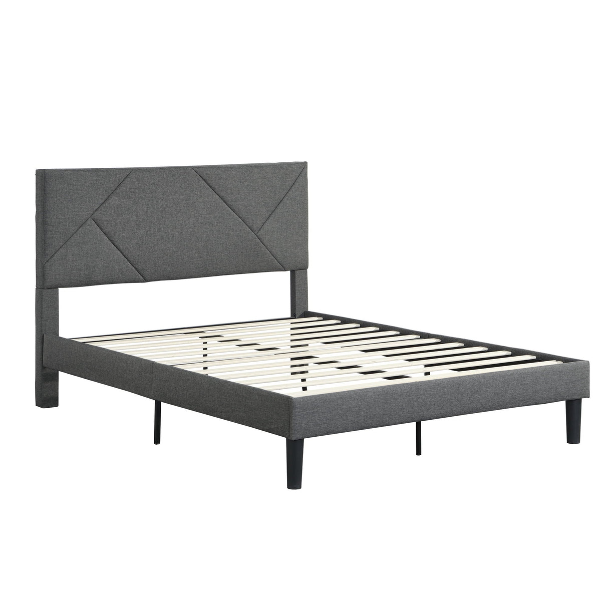 Full Size Upholstered Platform Bed Frame With Headboard, Strong Wood Slat Support, Mattress Foundation, No Box Spring Needed - Gray by Couch.com