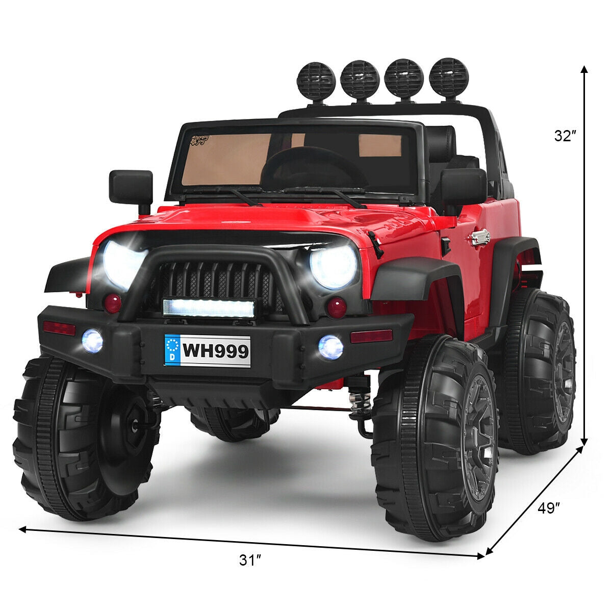 12V Kids Ride On Truck with Remote Control and Double Magnetic Door-Black