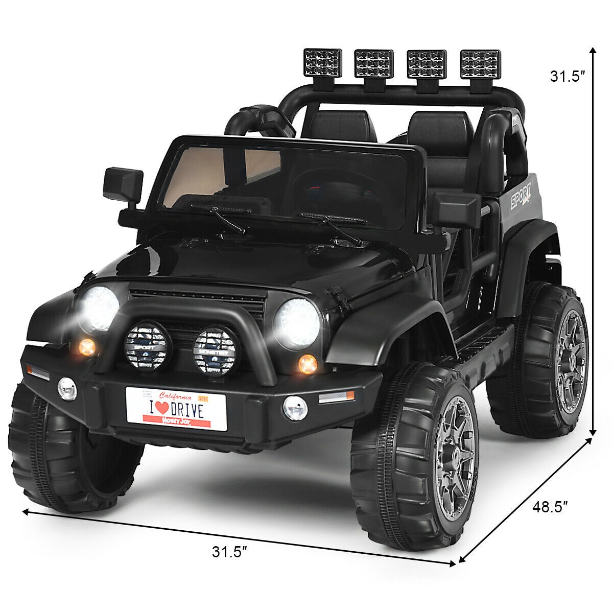 12V 2-Seater Ride on Car Truck with Remote Control and Storage Room-White