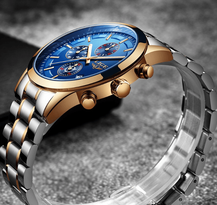 Men's Waterproof Watch With Chronometers And Date Display Unique Design Perfect Gift