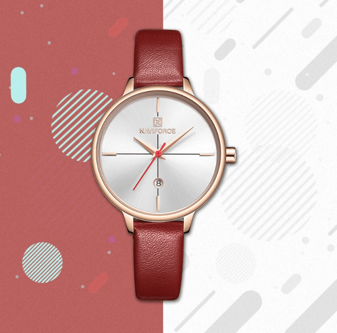 Women's Luxury Watch With Leather Belts Shiny Steel Case Scratch Resistant Glass Unique Design Perfect Gift