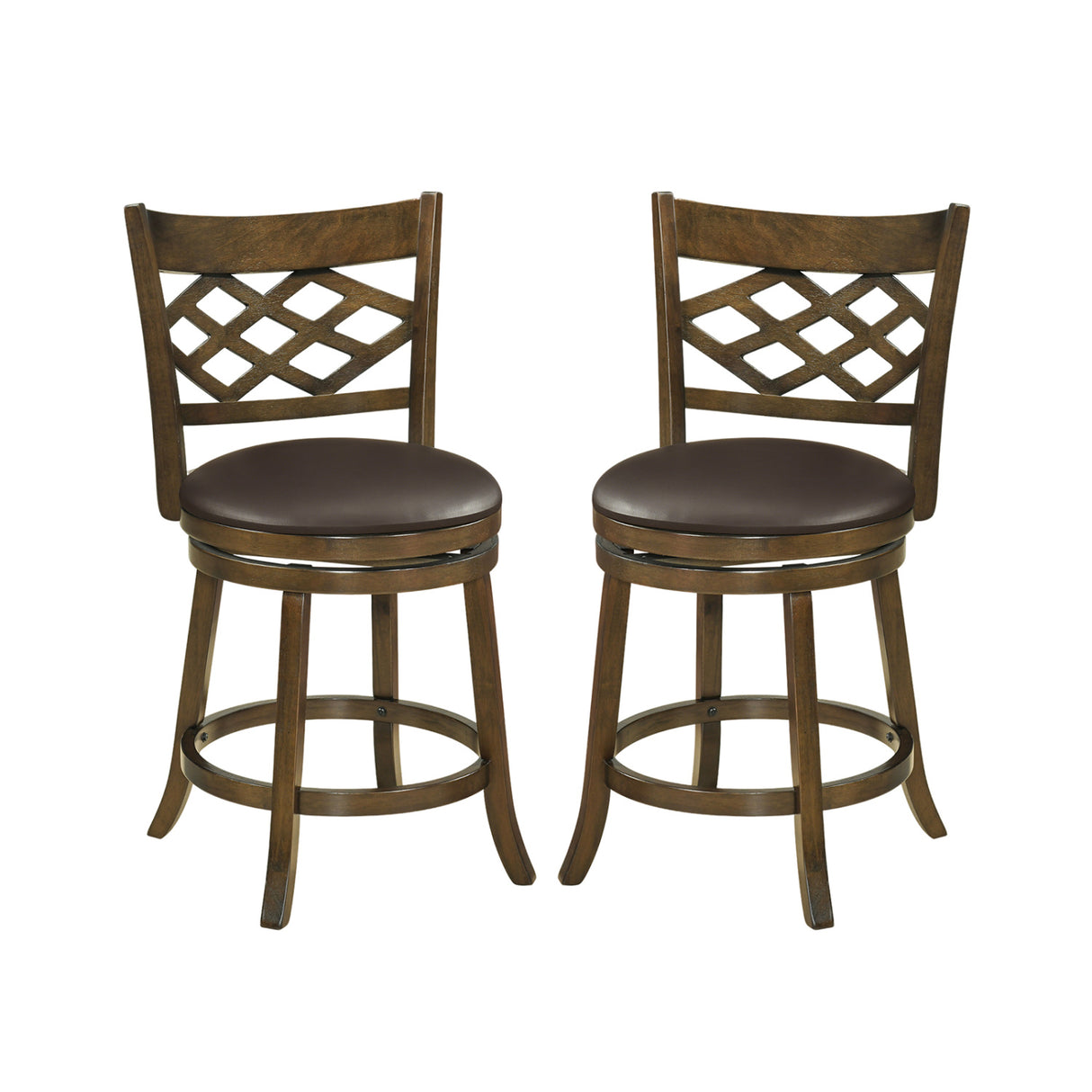 26 Inch Counter Height Bar Stools Set of 2 with Rubber Wood Frame-26 Inch