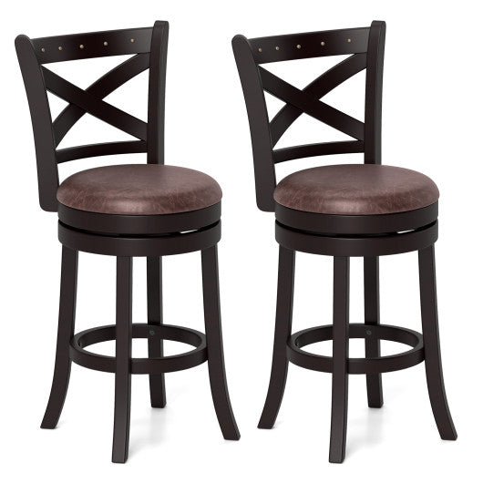 26/30 Inch Swivel Bar Stools Set of 2 Bar Chairs with Padded Seat-26 inches