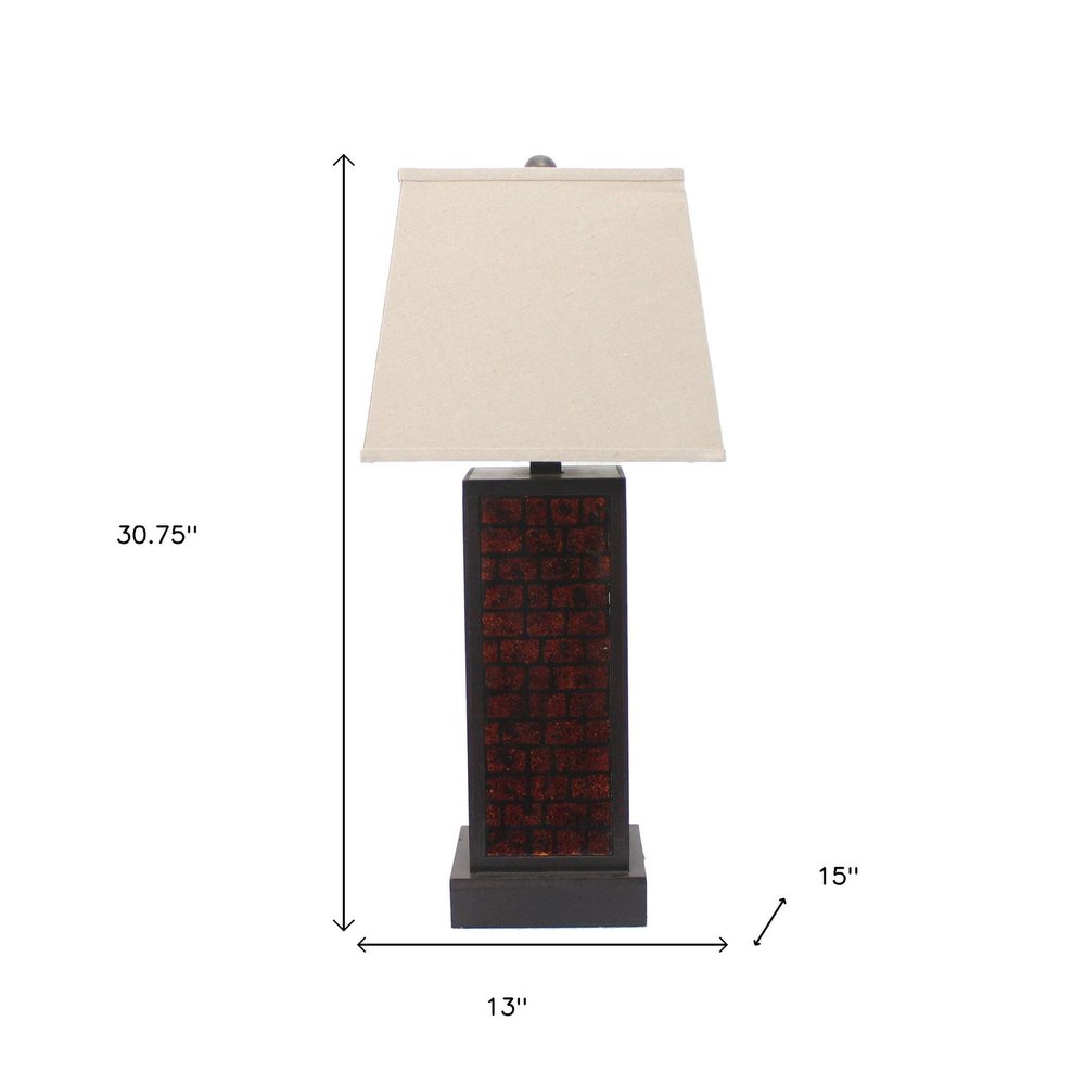 31" Black Metal Bedside Table Lamp With White Shade