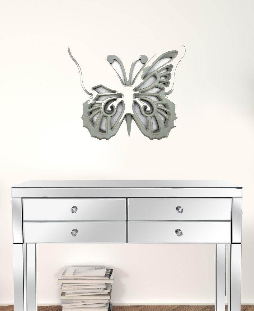 23" X 19" X 4" Gray Rustic Butterfly Wooden Wall Decor