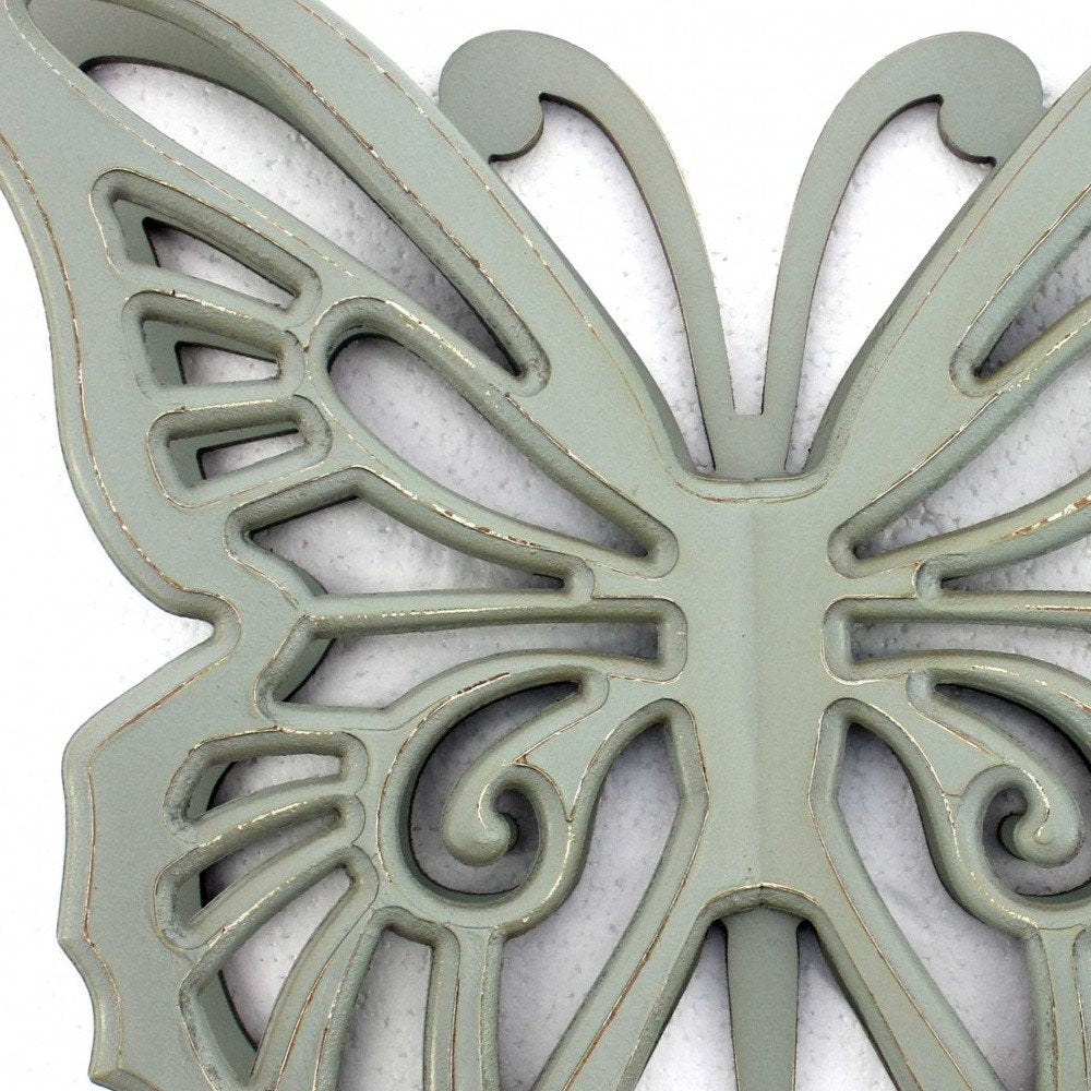 23" X 19" X 4" Gray Rustic Butterfly Wooden Wall Decor