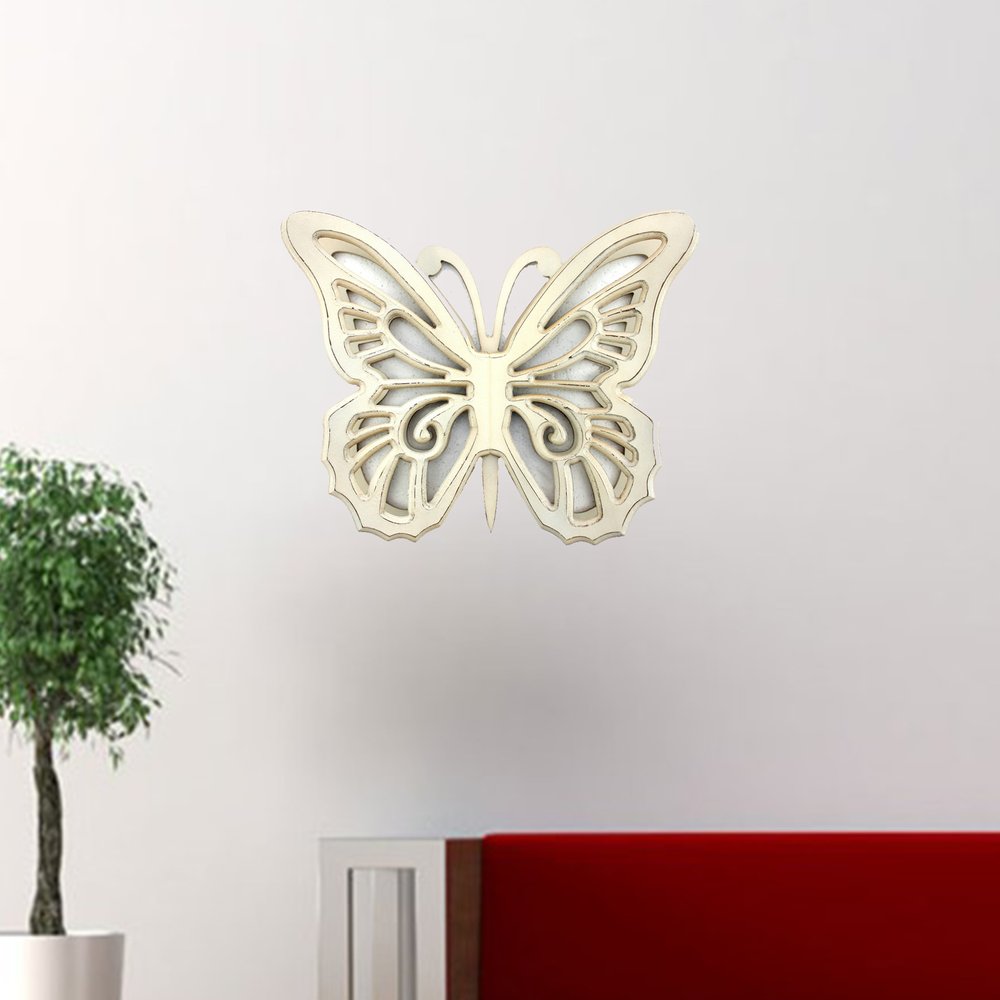 23" X 19" X 4" Red Rustic Butterfly Wooden Wall Decor