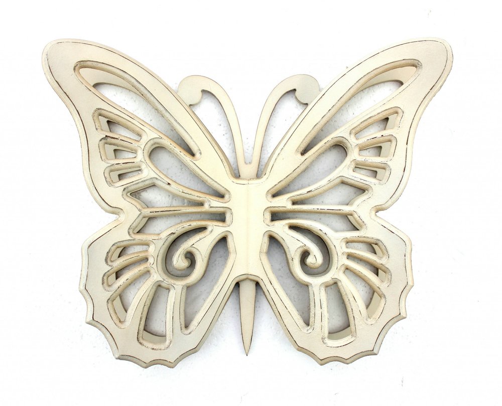 23" X 19" X 4" Red Rustic Butterfly Wooden Wall Decor