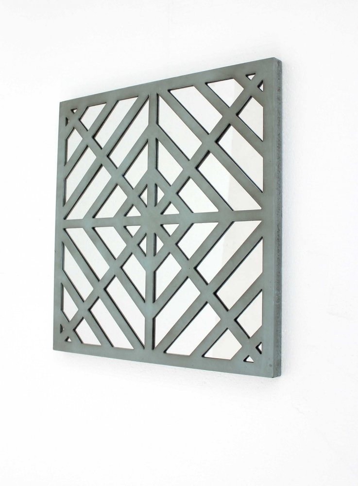 24" X 24" X 1" Blue Mirrored Square Wooden Wall Decor