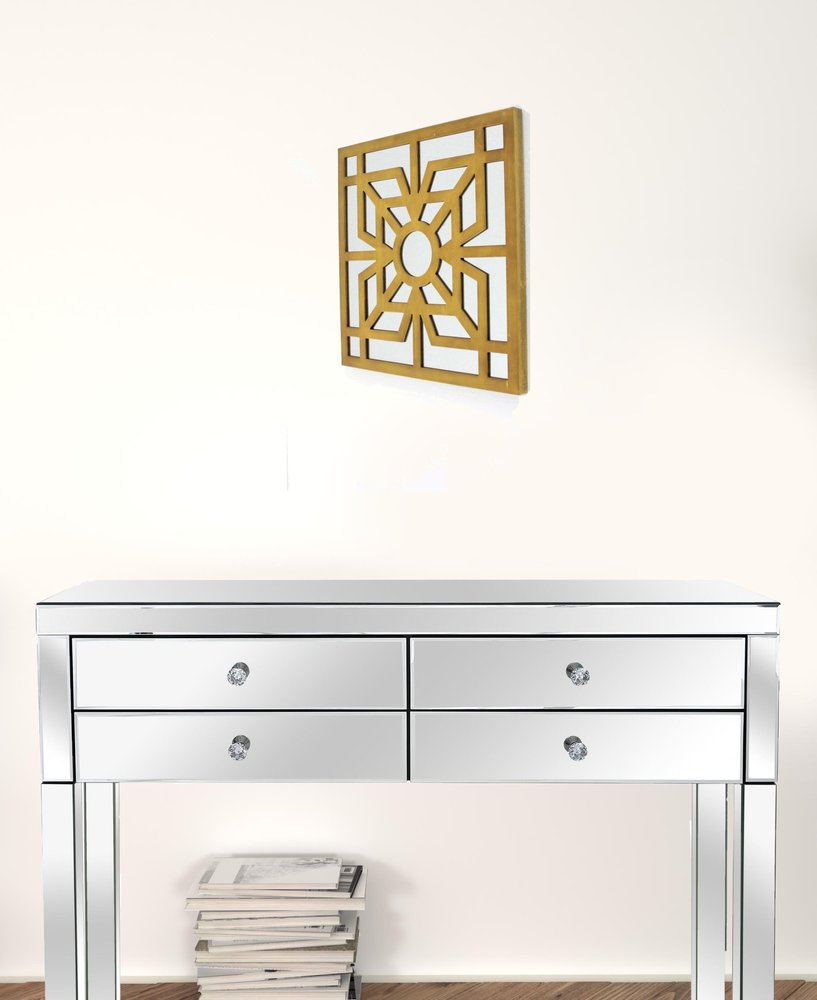 24" X 24" X 1" Blue Mirrored Square Wooden Wall Decor