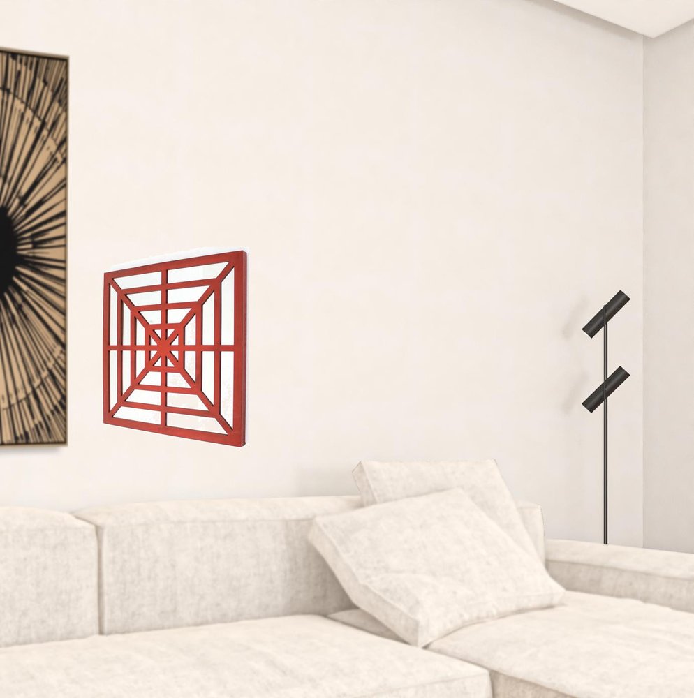 24" X 24" X 1" Blue Mirrored Square Wooden Wall Decor