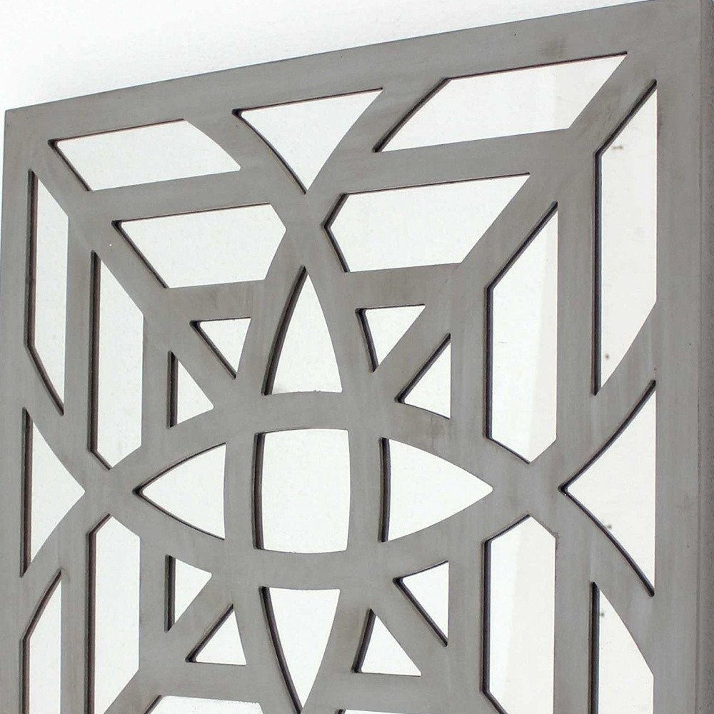 24" X 24" X 1" Blue Mirrored Square Wooden Wall Decor