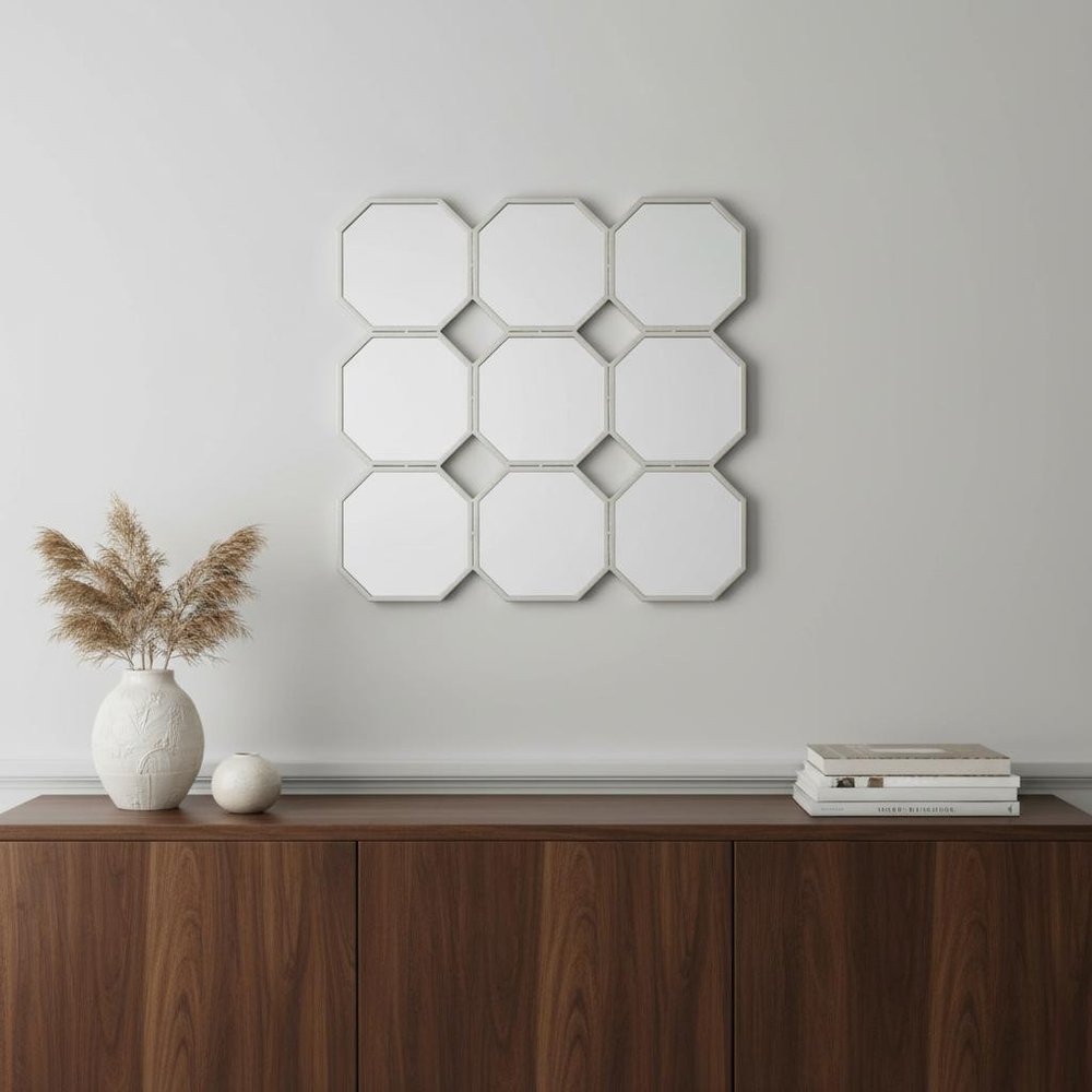 30" X 30" X 1" Silver Mirrored Metal - Wall Sculpture