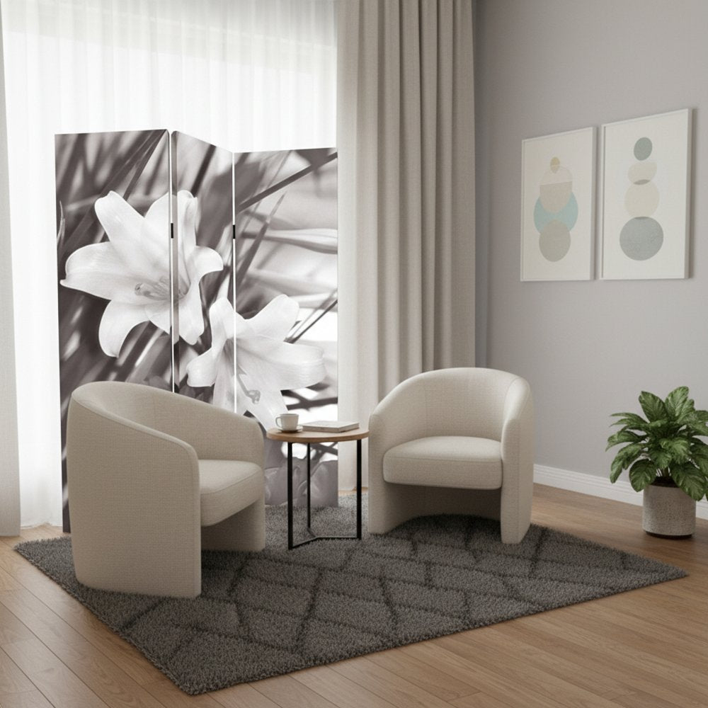 72" Gray Canvas Folding Three Panel Screen Room Divider