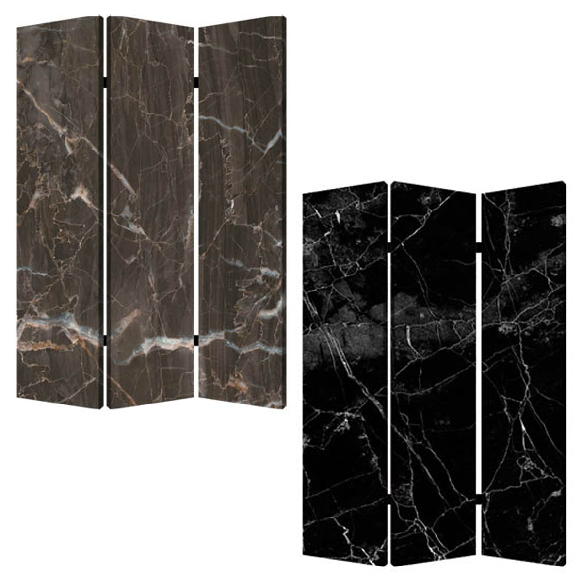 72" Gray Canvas Folding Three Panel Screen Room Divider