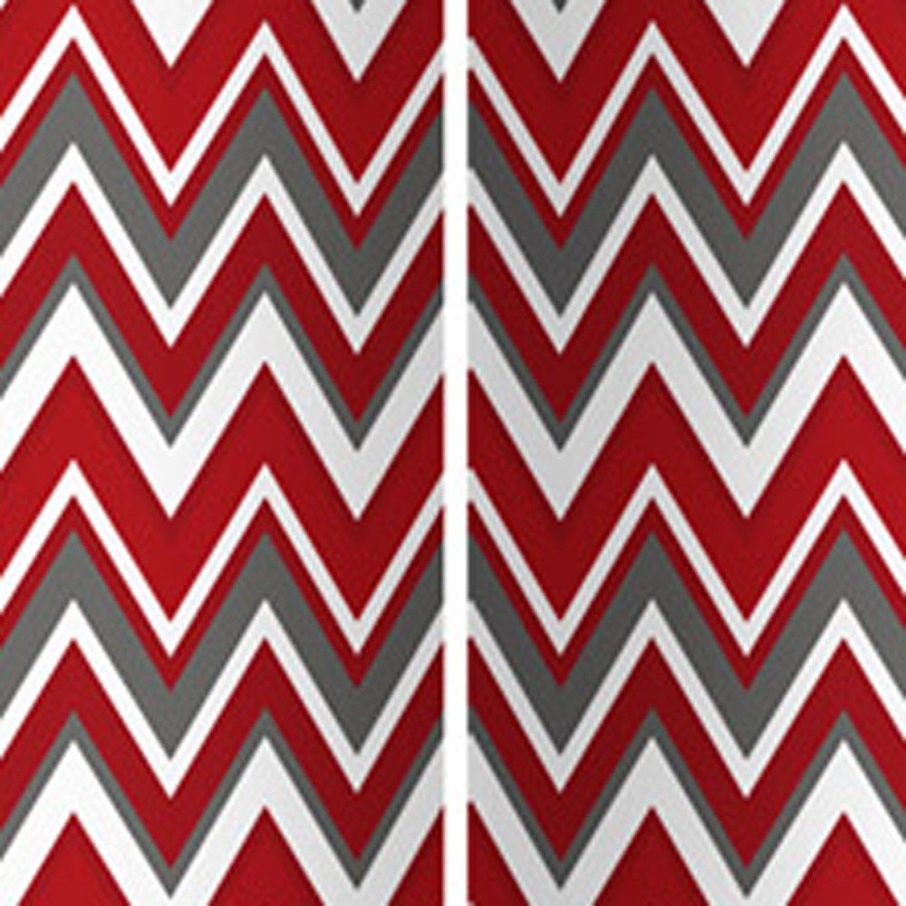 84" Red And Gray Canvas Folding Four Panel Screen Room Divider