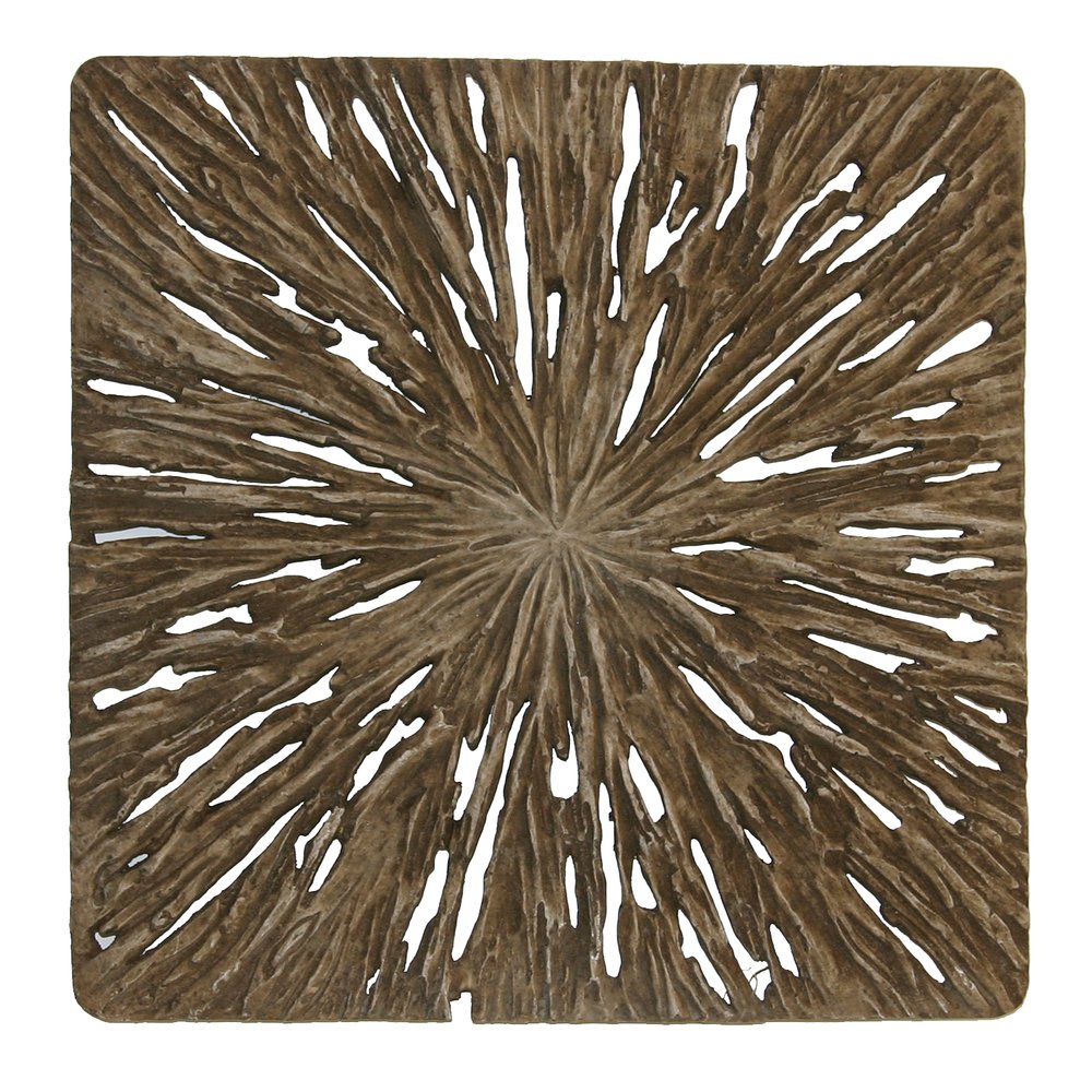 19" X 19" X 2" Brown Square Rotten Wood Wall Decor