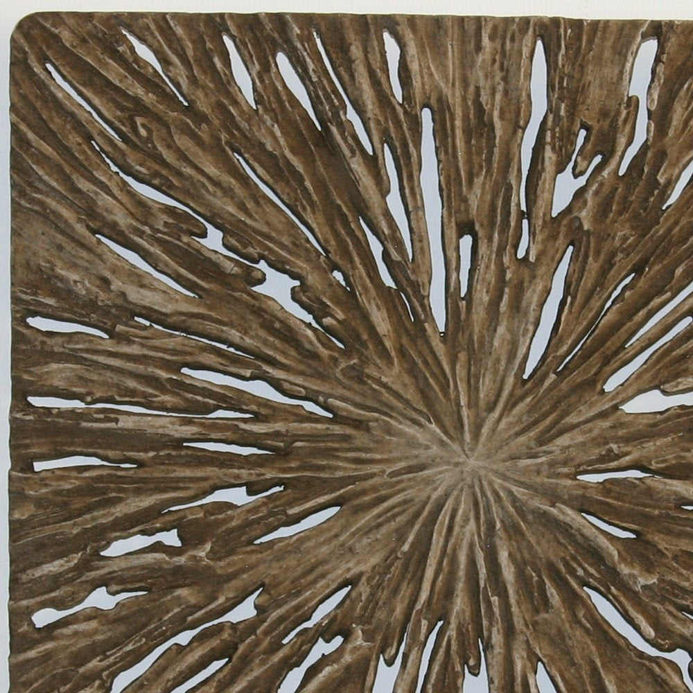 19" X 19" X 2" Brown Square Rotten Wood Wall Decor