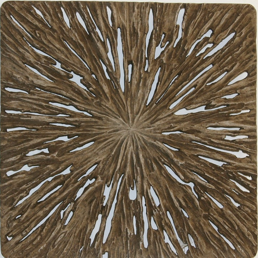 19" X 19" X 2" Brown Square Rotten Wood Wall Decor
