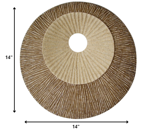 14" X 14" X 2" Brown Round Ribbed Wall Plaque