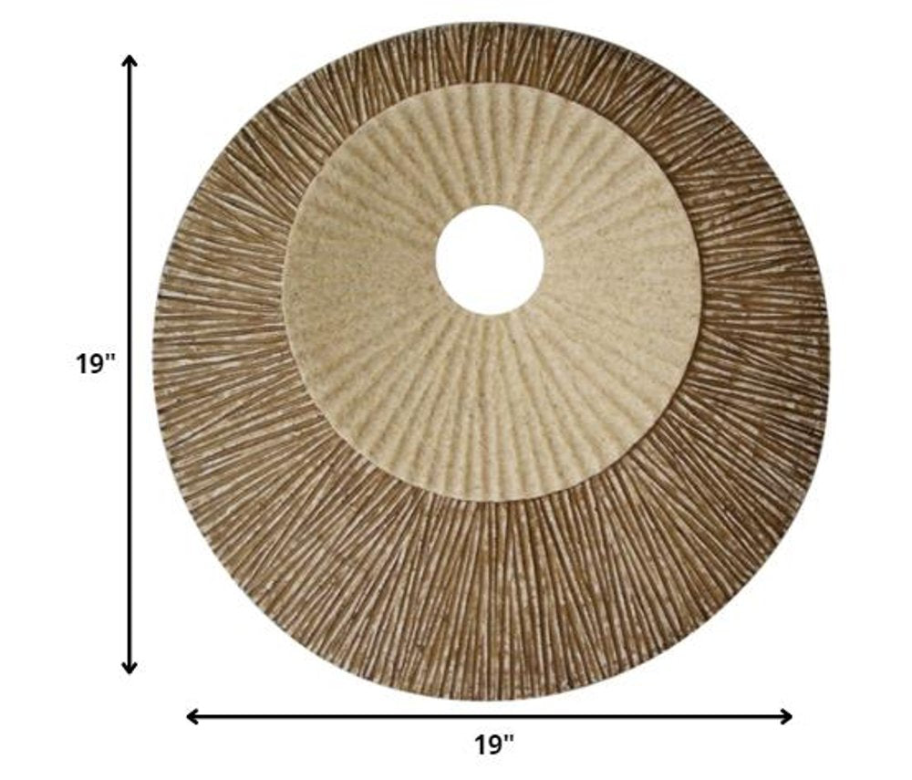 19" X 19" X 2.5" Brown Round Double Layer Ribbed Wall Plaque