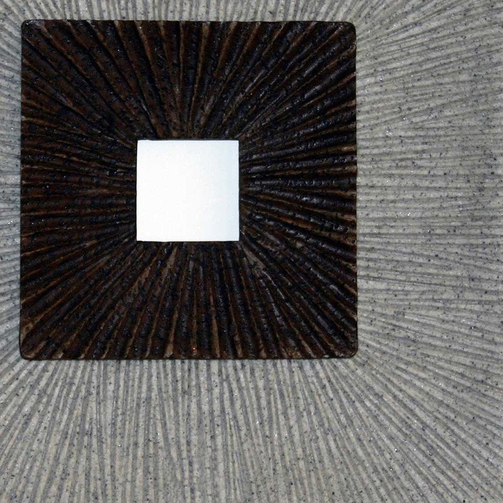 19" X 19" X 2.5" Modern Brown And Gray Ribbed Square Wall Art