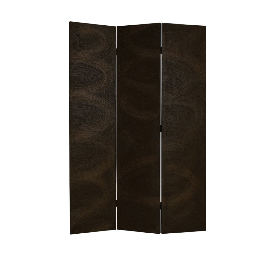 72" Black Canvas Folding Three Panel Screen Room Divider