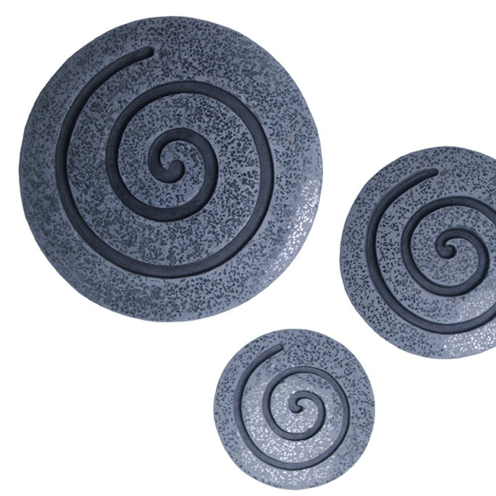 14" X 14" X 2" Gray Round Modern Spiral Wall Art