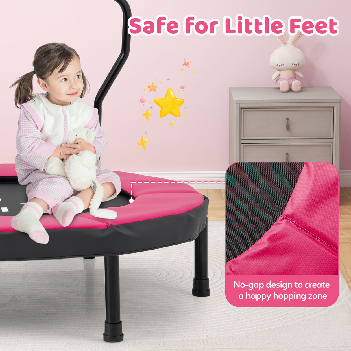 40 Inch Trampoline for Kids Indoor Outdoor Fitness Trampoline-Pink