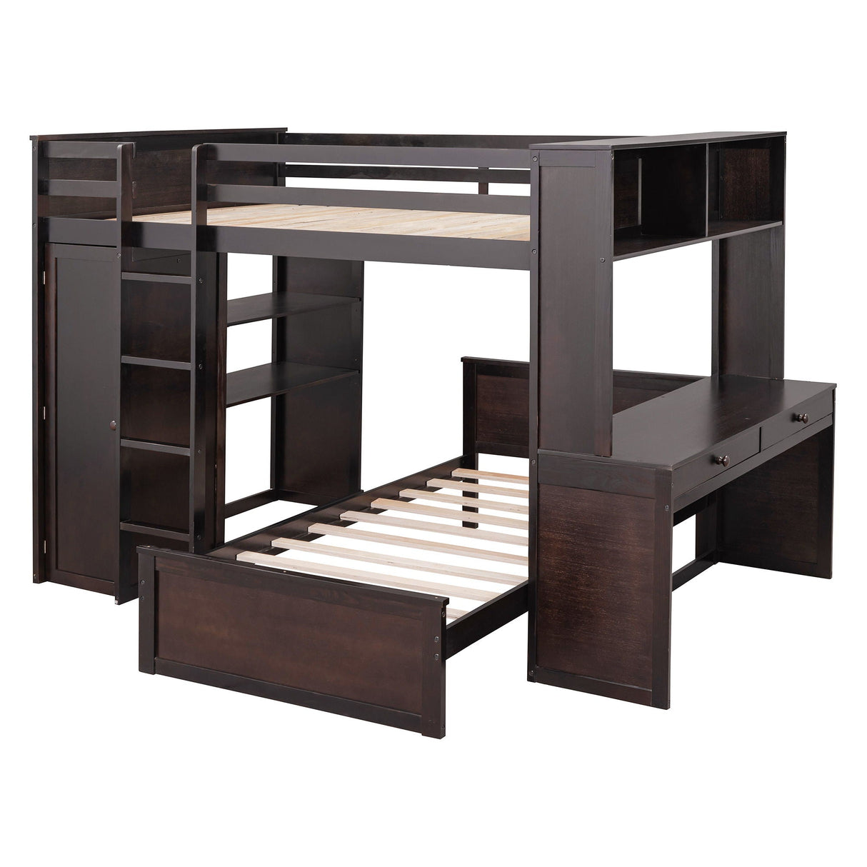 Loft Bed With A Twin Size Standalone Bed, Shelves, Desk, And Wardrobe by Couch.com