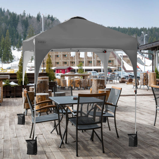 6.6 x 6.6 Feet Outdoor Pop Up Height Adjustable Canopy Tent with Roller Bag-Gray