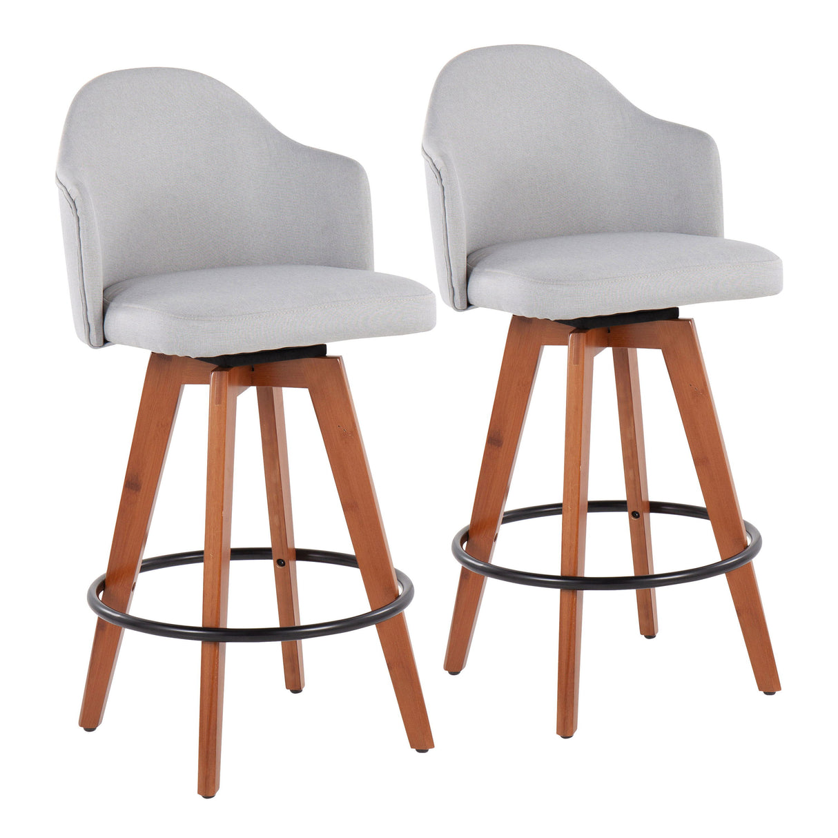Ahoy - Contemporary Fixed Height Counter Stool With Bamboo Round Footrest (Set of 2) by Couch.com