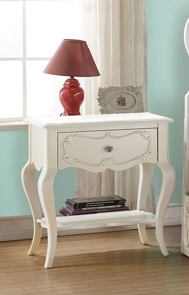 26" Solid Wood And Mirrored Glass Nightstand