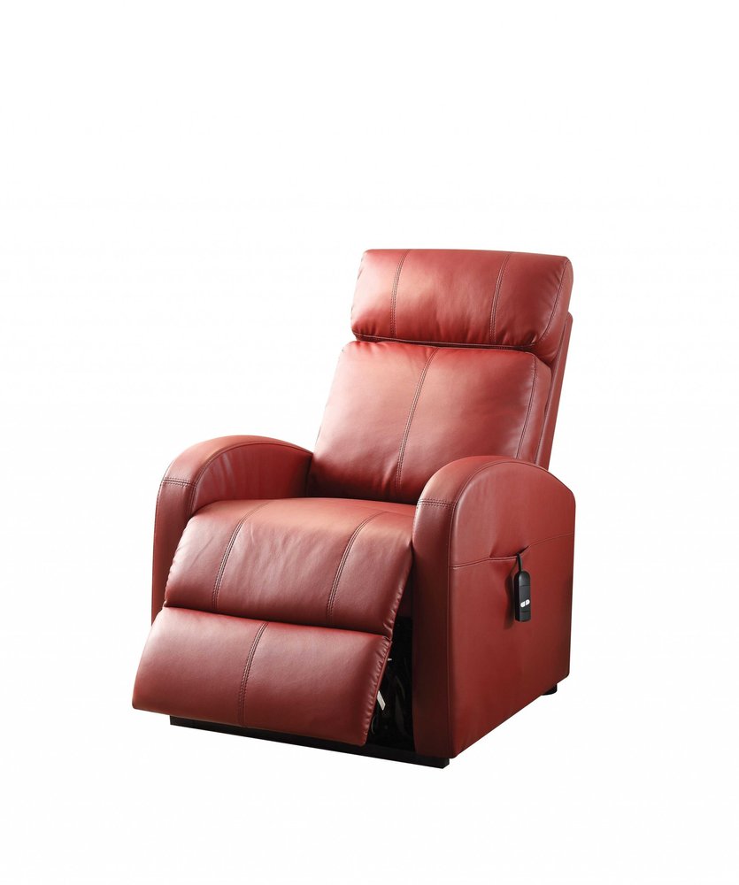 28" Gray Tufted Faux Leather Faux Leather Power Lift Assist Recliner