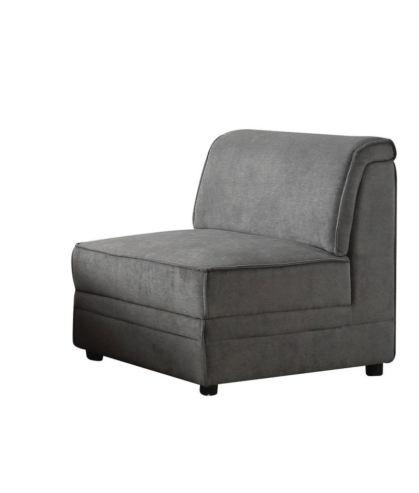 30" Gray and Black Velvet Slipper Chair
